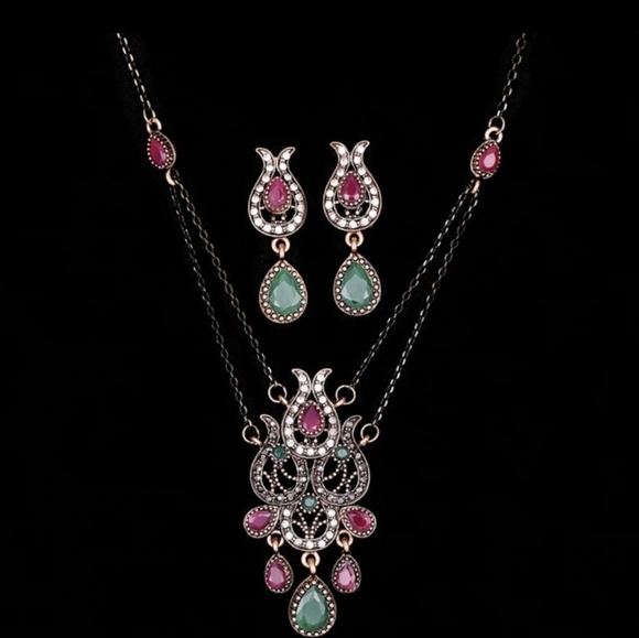 Hand Crafted Jewelry - Turkish Vintage Style Jewelry Set forWomen,NEW,2Pcs,Antique,WeddingHandmadeGift
